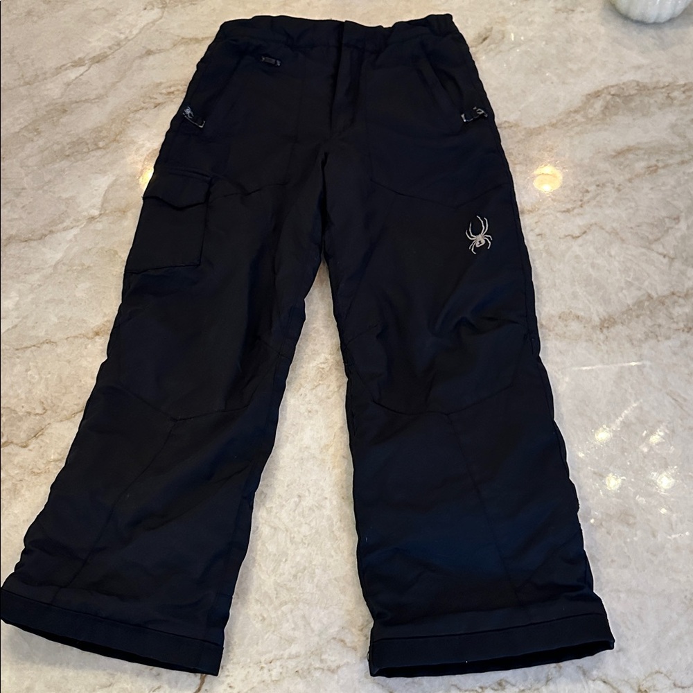 Spyder Kids Black Ski Pants with adjustable waist size 12